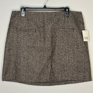 ANA a newโ approach Women Size 14 Brown Herringbone Wool Blend Mini Skirt NWT